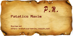 Patatics Maxim névjegykártya